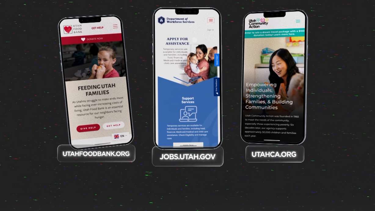 Utahns struggling to make ends meet can seek help through organizations including the Utah Food Bank, Utah Department of Workforce Services and Utah Community Action. (Photo: KSL Graphics)