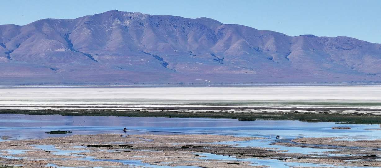 A narrow section of wetland on the Great Salt Lake near Farmington Bay on May 23. (Photo: Scott G Winterton, Deseret News)