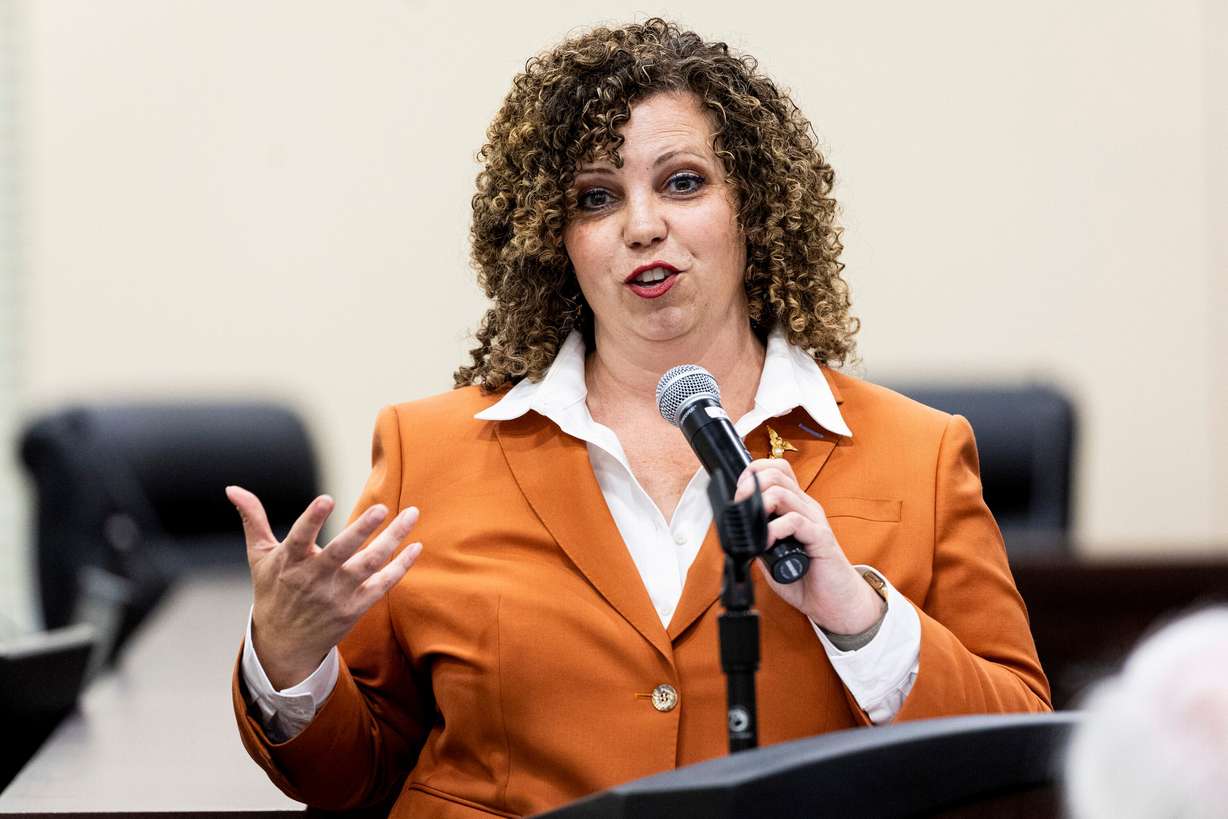 Rep. Celeste Maloy speaks during an annual Regulatory Reform Summit held in the Senate Building of the Capitol in Salt Lake City on Aug. 15, 2025. Maloy introduced an AI regulatory bill of her recently. (Photo: Isaac Hale, Deseret News)