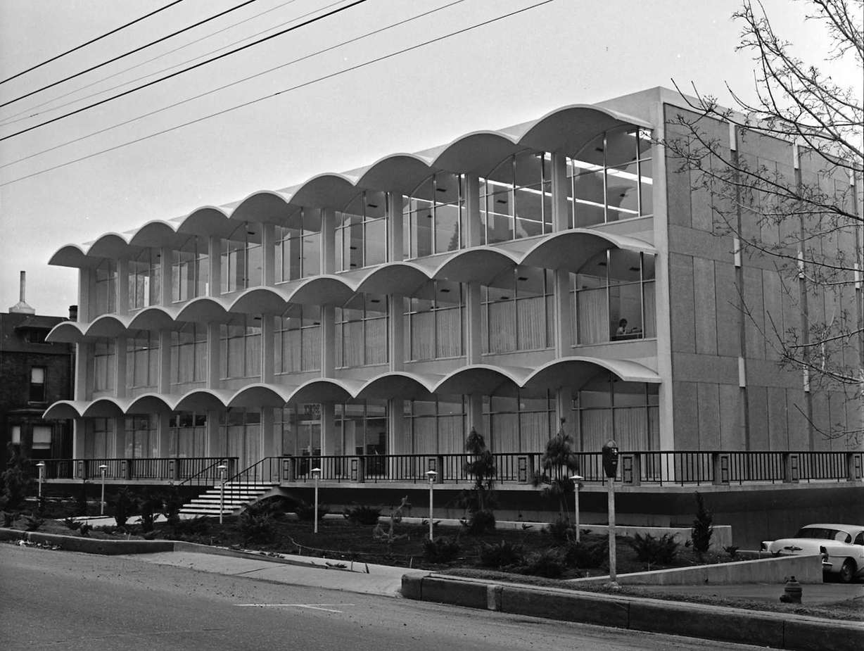 The exterior of the IBM Building is pictured in January 1962. (Photo: Utah Historical Society)